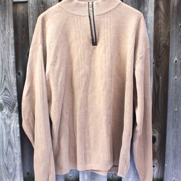 Men’s Alex Cannon Cable Knit Sweater Cotton Quarter Zip Tan Beige Size XXL - Picture 1 of 6